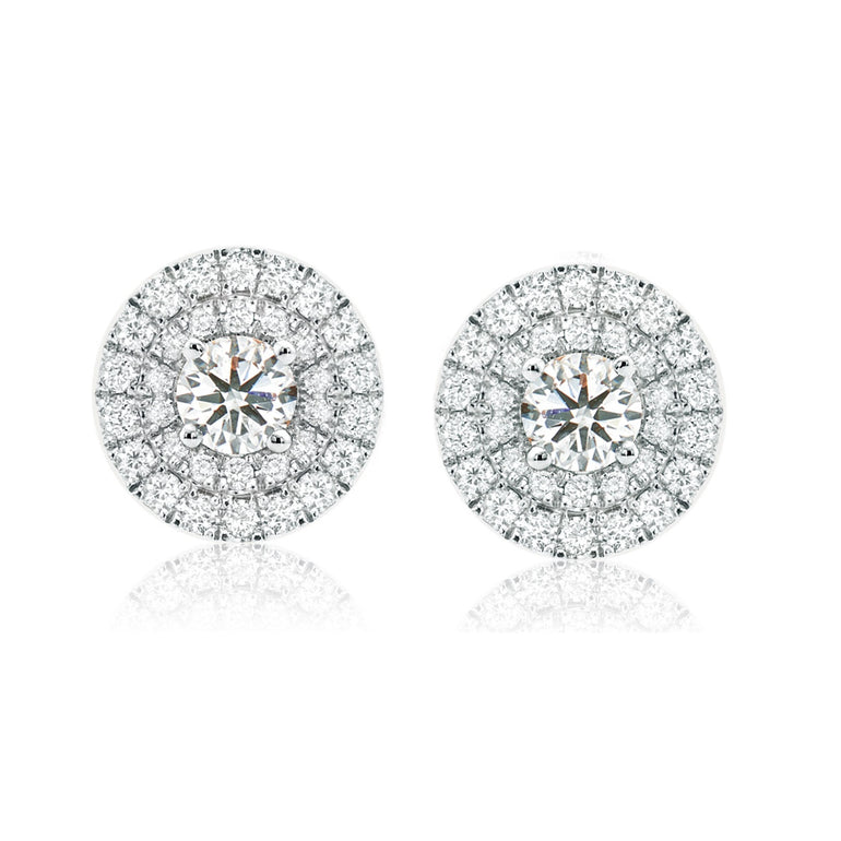 14ct White Gold Round Cut 0.60 Carat tw of Diamond Stud Earrings