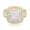 14ct Yellow Gold Princess & Round Cut 3.00 Carat tw of Diamonds Ring