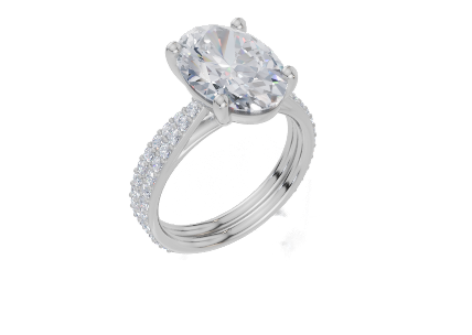 18ct White Gold Oval Cut 4.33 Carat tw of  Diamond Ring and 18ct White Gold 0.36 Carat tw of   Diamond Band