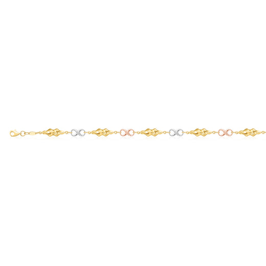 9ct Two Tone Gold 19cm Infinity Bracelet