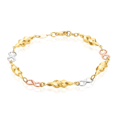 9ct Two Tone Gold 19cm Infinity Bracelet