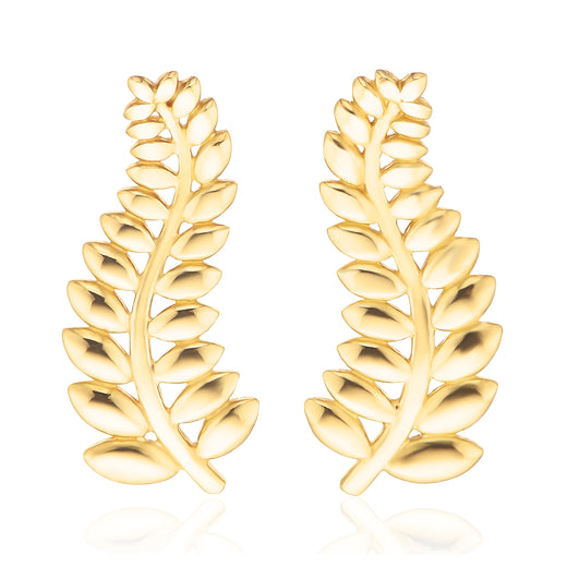 9ct Yellow Gold Leaf Stud Earrings