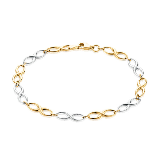 9ct Two Tone Gold 19cm Infinity Bracelet