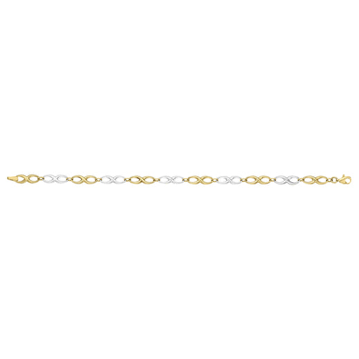 9ct Two Tone Gold 19cm Infinity Bracelet