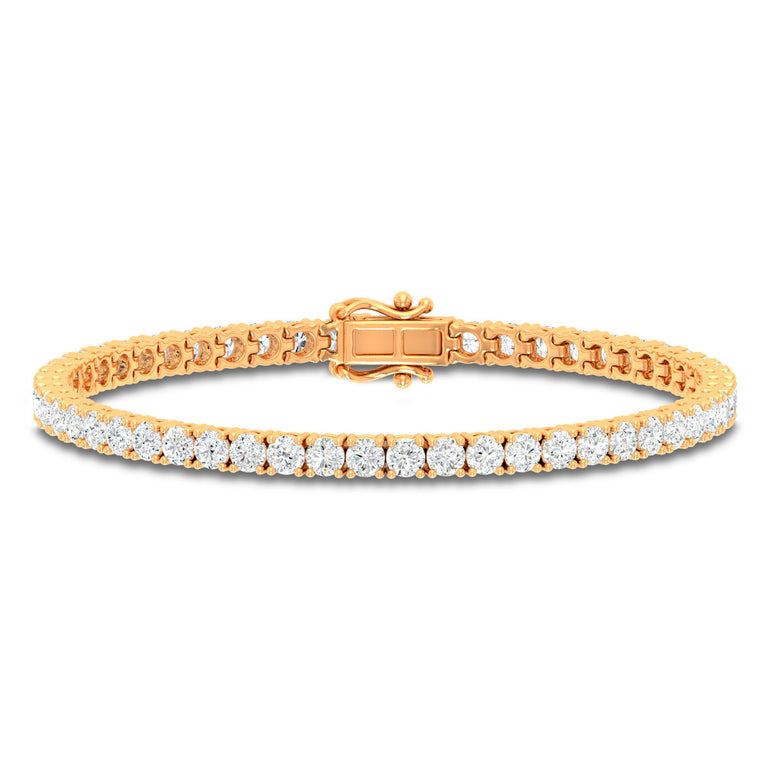 10ct Yellow Gold Round Cut 6.00ctw Diamond Tennis Bracelet