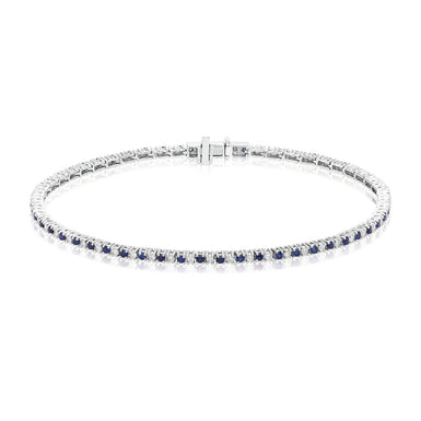 9ct White Gold Round 0.50 Carat tw Sapphire Bracelet