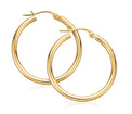 9ct Yellow Gold Round 2x20mm Hoop Earrings