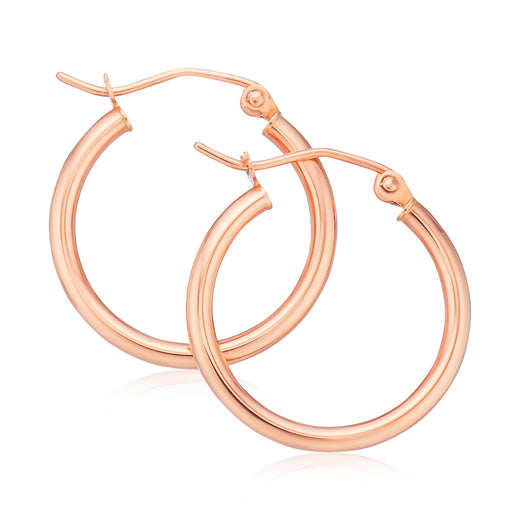 9ct Yellow Gold Round 2x20mm Hoop Earrings