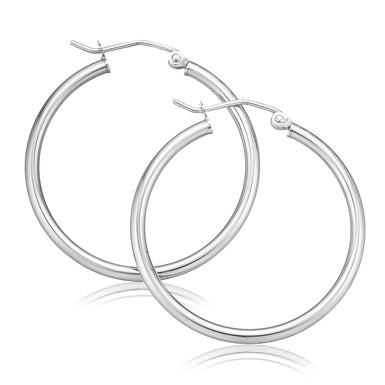 9ct Yellow Gold Round 2x30mm Hoop Earrings