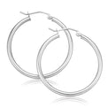 9ct Yellow Gold Round 2x30mm Hoop Earrings