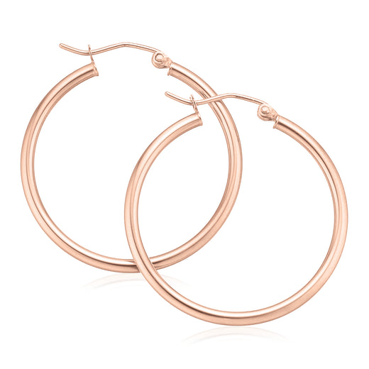 9ct Rose Gold 2x30mm Hoop Earrings