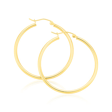 9ct Yellow Gold Round 2x35mm Polished Hoop Earrings