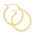 9ct Yellow Gold Round 2x20mm Pattern Earings