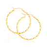 9ct Yellow Gold Round 2x30mm Pattern Hoop Earrings