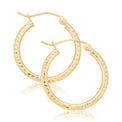 9ct Yellow Gold 2x30mm Diacut Hoop Earrings