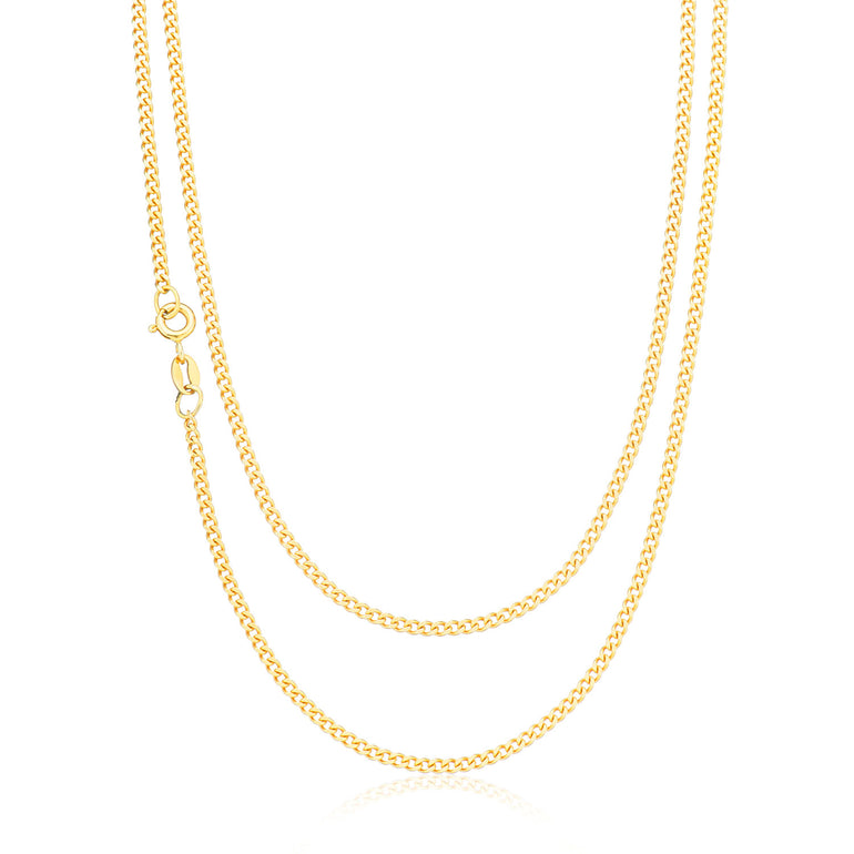 9ct Yellow Gold 45cm Curb 60 Gauge Diamond Cut Chain