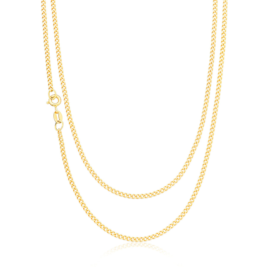 9ct Yellow Gold 50cm Curb 60 Gauge Diamond Cut Chain