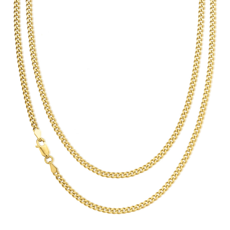 9ct Yellow Gold 50cm Curn 80 Gauge Diacut Chain