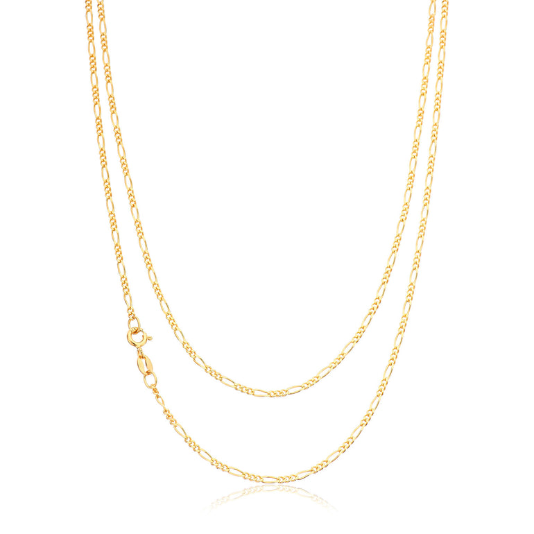 9ct Yellow Gold 60cm 50 Gauge 1:3 Figaro Chain