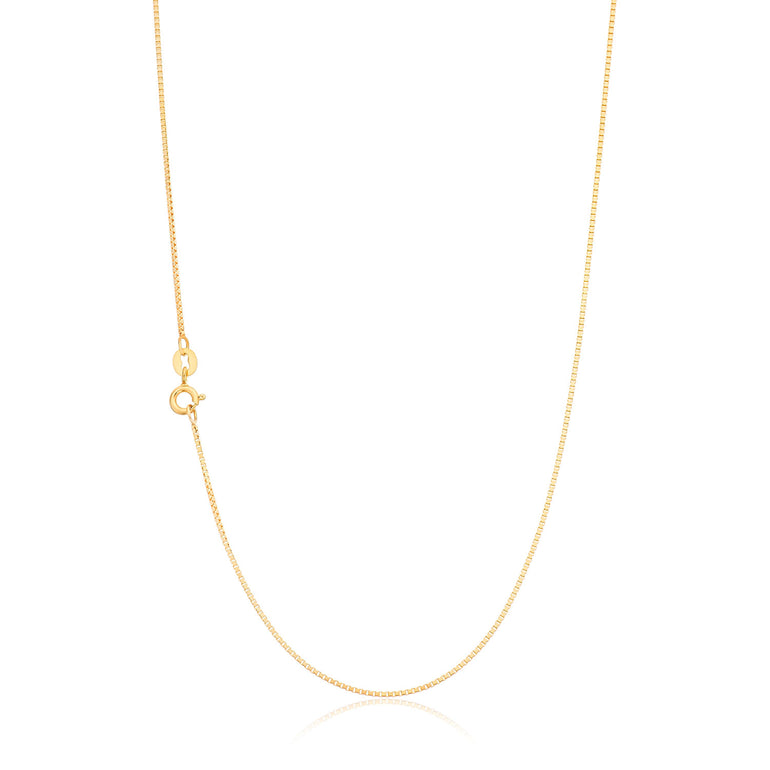 9ct Yellow Gold 45cm 17 Gauge Box Chain