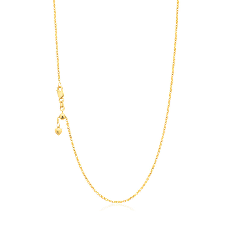 9ct Yellow Gold 55cm Cable 45 Gauge Slider Chain