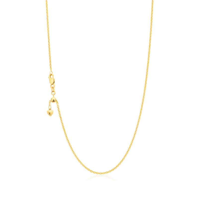 9ct Yellow Gold 55cm Cable 45 Gauge Slider Chain