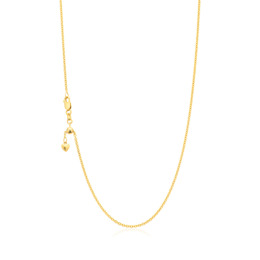 9ct Yellow Gold 55cm Cable 45 Gauge Slider Chain