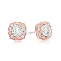 14ct Rose Gold Round Cut 0.75 Carat tw of Diamond Earrings