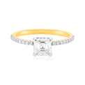 18ct Yellow Gold Asscher & Round Brilliant Cut 1.14 ctw Diamond Ring