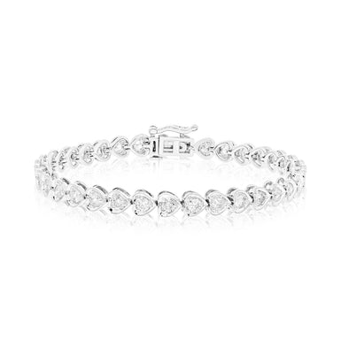 14ct White Gold 3.20 Carat tw Round Brilliant Cut Diamond Bracelet