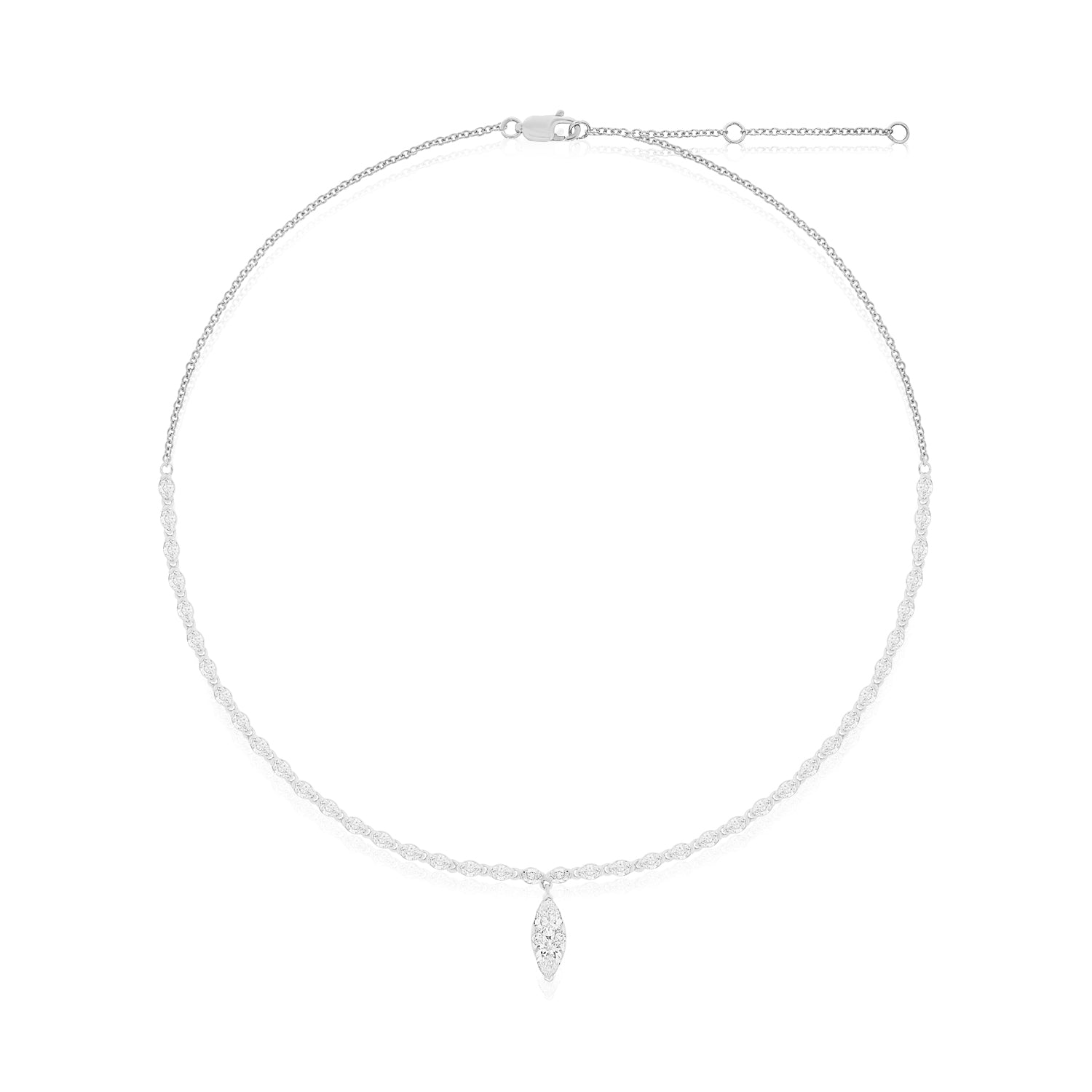 14ct White Gold 2.39 Carat tw Marquise Cut Diamond Necklace