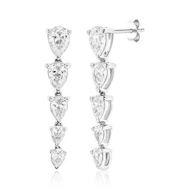 14ct White Gold 1.55 Carat tw Pear Cut Diamond Earrings