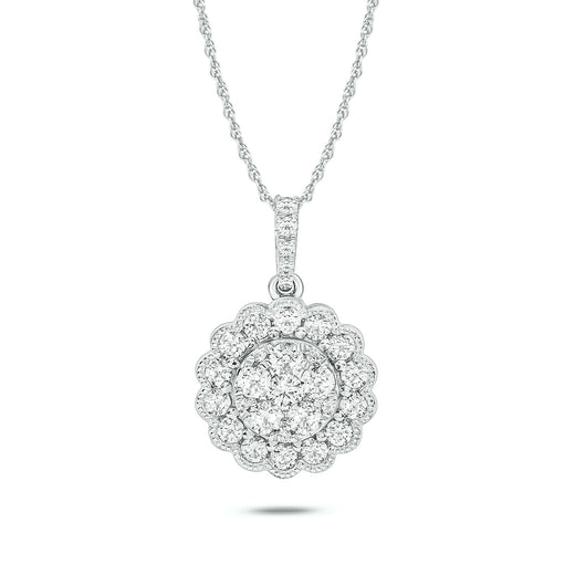 14ct White Gold 0.50 Carat tw Round Brilliant Cut Diamond Pendant