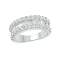 14ct White Gold 2.24 Carat tw Baguette & Round Brilliant Cut Diamond Ring