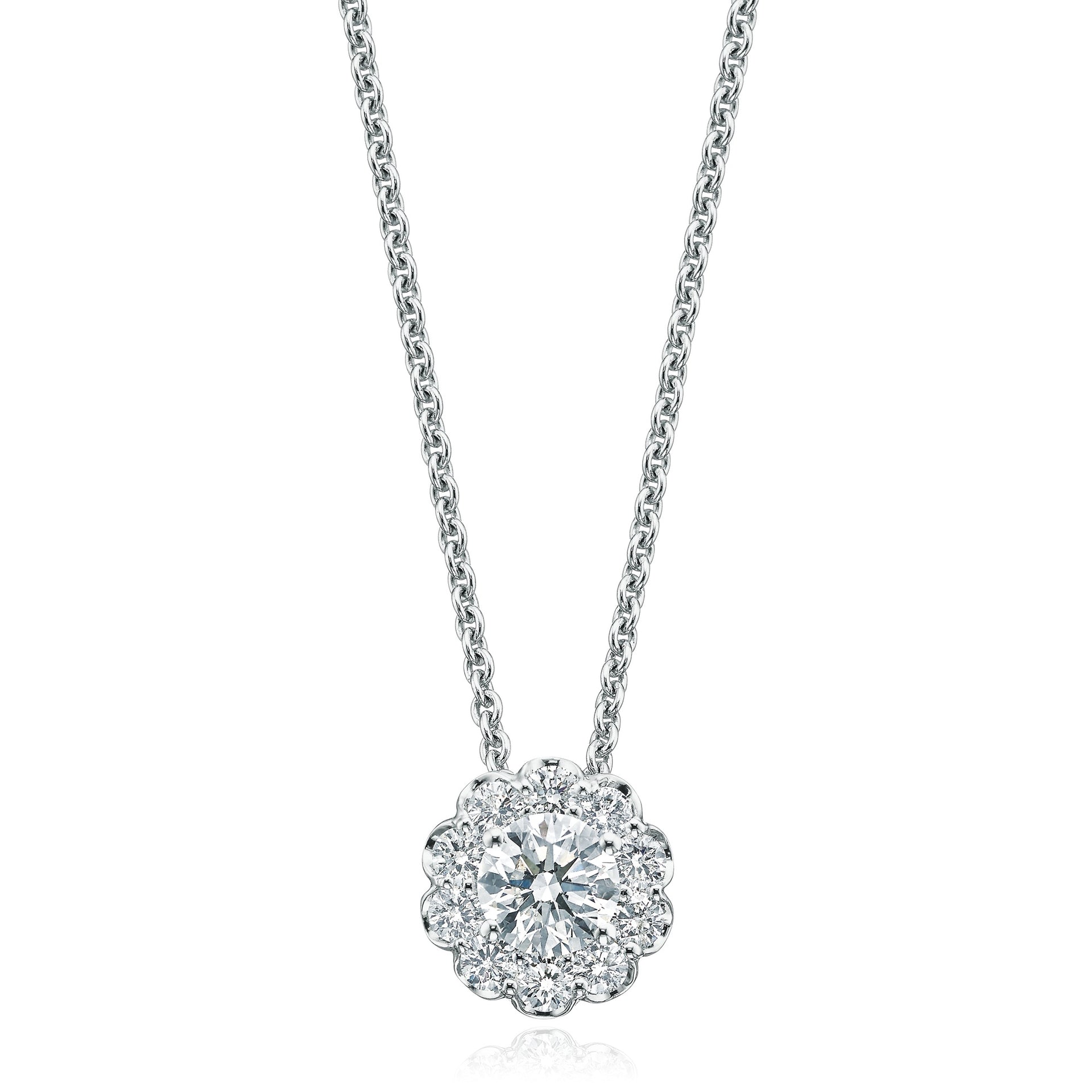 Halo 18ct White Gold Round Brilliant Cut 0.50 ctw Certified Diamond Pendant