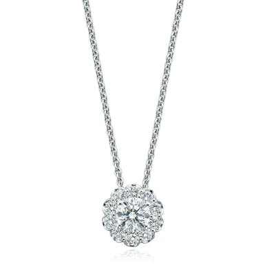 Halo 18ct White Gold Round Brilliant Cut 0.50 ctw Certified Diamond Pendant
