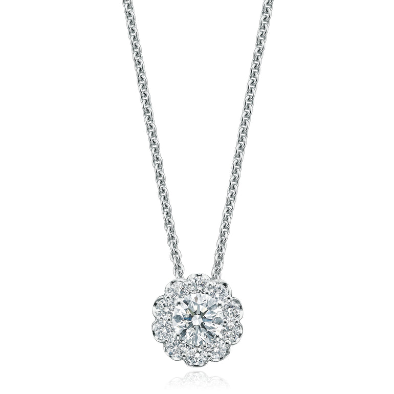 Halo 18ct White Gold Round Brilliant Cut 0.50 ctw Certified Diamond Pendant