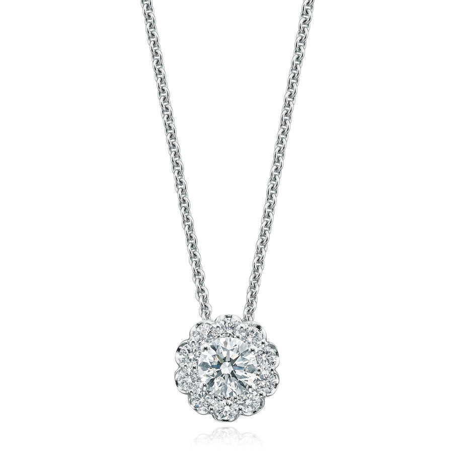 Halo 18ct White Gold Round Brilliant Cut 0.50 ctw Certified Diamond Pendant