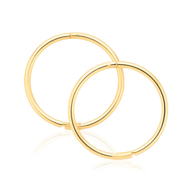 9ct Yellow Gold 13mm Polished Sleeper Hoop Earrings