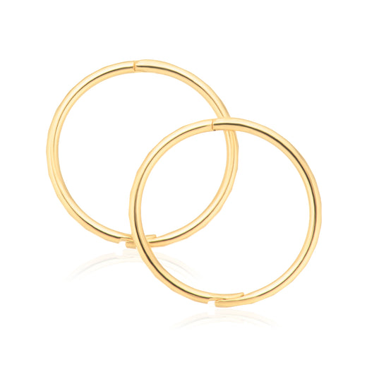 9ct Yellow Gold 13mm Pattern Sleeper Hoop Earrings