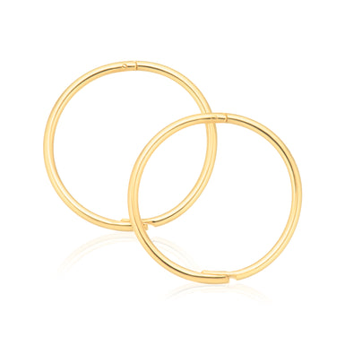 9ct Yellow Gold 14mm Polished Sleeper Hoop Earrings