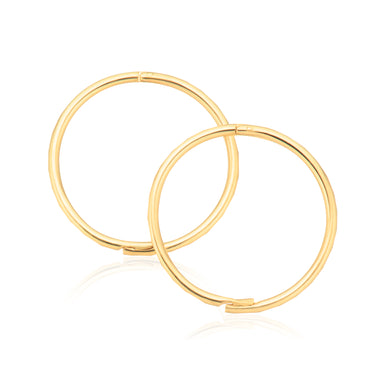 9ct Yellow Gold 14mm Pattern Sleeper Hoop Earrings