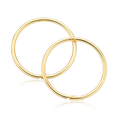 9ct Yellow Gold 16mm Polished Sleeper Hoop Earrings