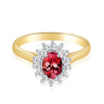 18ct Yellow & White Gold Oval & Round Cut Ruby & 0.25ctw Diamond Ring
