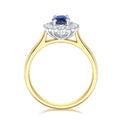18ct Yellow & White Gold Oval & Round Cut Sapphire & 0.25ctw  Diamond Ring