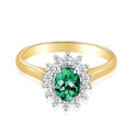 18ct Two Tone Gold Oval Cut Emerald with 1/4 CARAT tw of Diamonds Ring