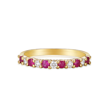 9ct Yellow Gold Round Cut 2.25mm Ruby 0.15 Carat tw Ring