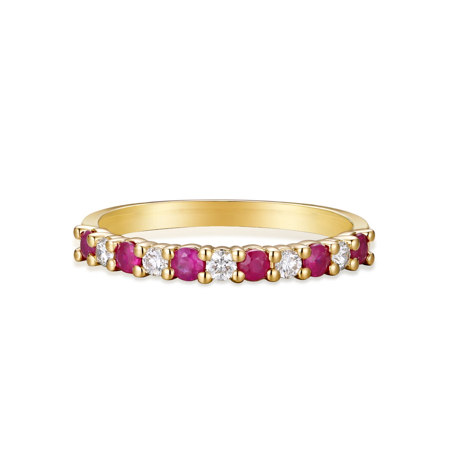 9ct Yellow Gold Round Cut 2.25mm Ruby 0.15 Carat tw Ring