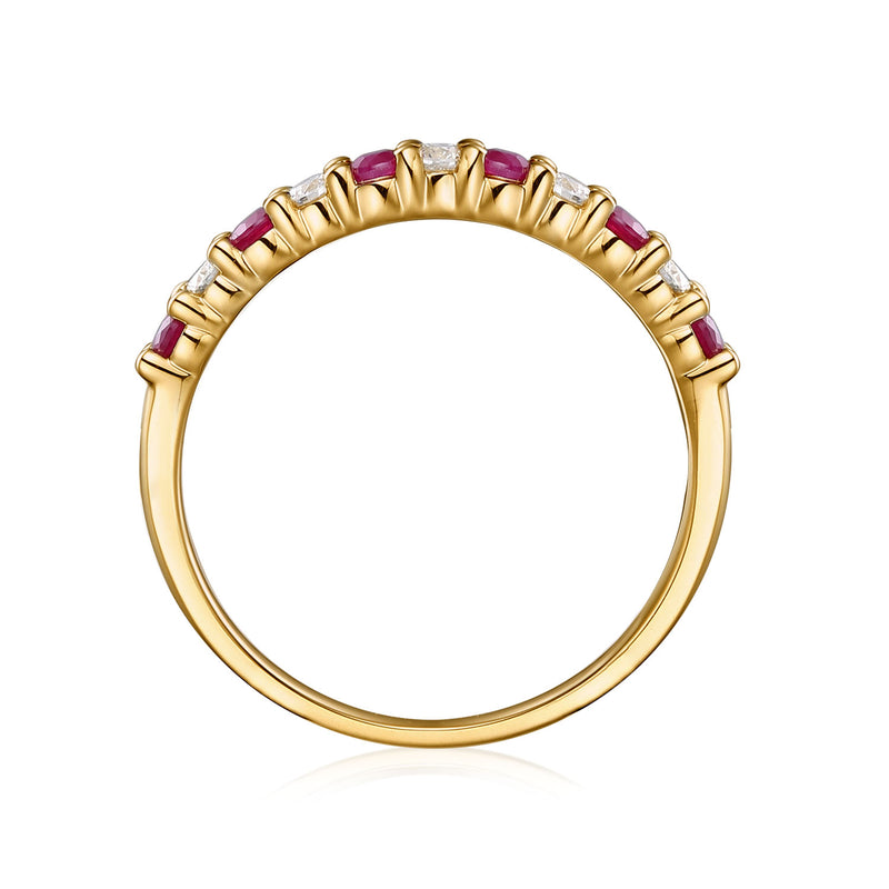 9ct Yellow Gold Round Cut 2.25mm Ruby 0.15 Carat tw Ring