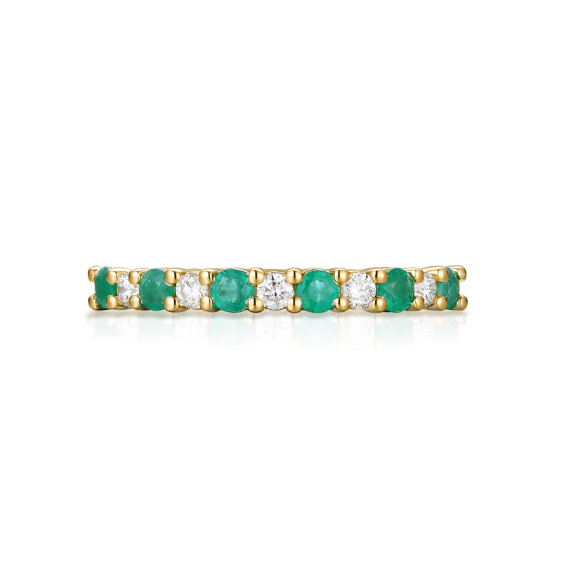 9ct Yellow Gold Round Cut 2.25mm Emerald 0.15 Carat tw Ring